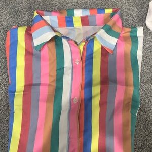 Multi stripe tunic shirt dress